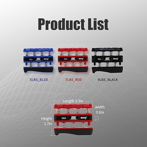 Miniatura 5 de GM2 Ejercitador de agarre, ejercitador de mano, ejercitador de dedos. 9 libras (negro) 7 libras (rojo) 5 libras (azul)