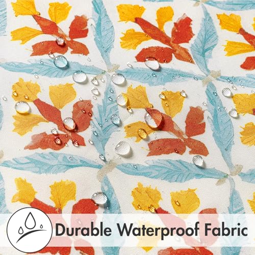 Image of MIULEE Pack of 2 Decorative Outdoor Waterproof Throw Pillow Covers Flower Print Chic Boho Accent Pillow Covers for Square Garden Patio Cushion 18x18 Inch, Orange Teal Red