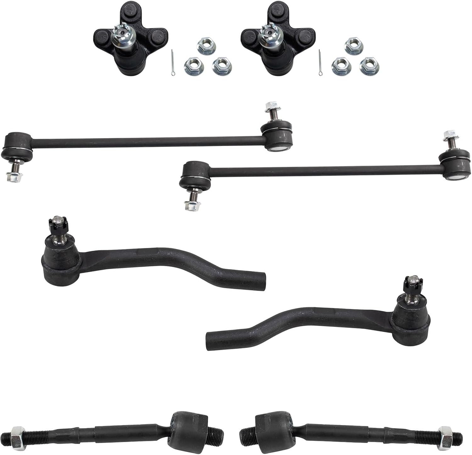 TRQ Front Steering & Suspension Kit Ball Joint Sway Bar Stabilizer Link Tie Rod Compatible with 2016-2021 Honda Civic 2019-2022 Insight