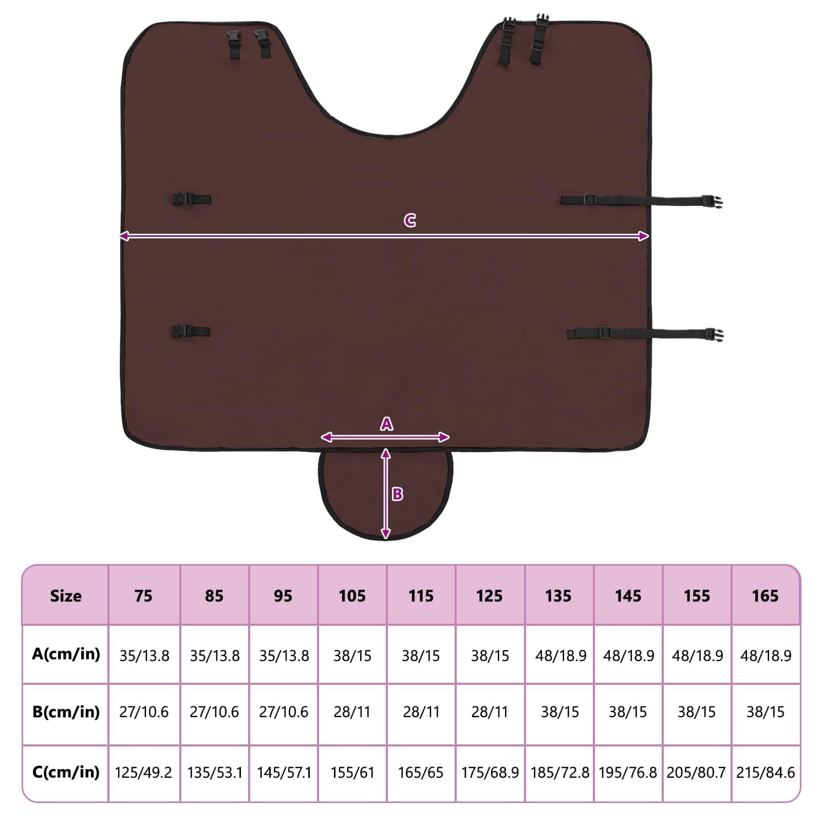 Manta para caballo, color marrón oscuro, de poliéster, 85 cm, con cierre ajustable en el pecho y cinturón abdominal, transpirable e impermeable para establo, pasto, transporte y uso en
