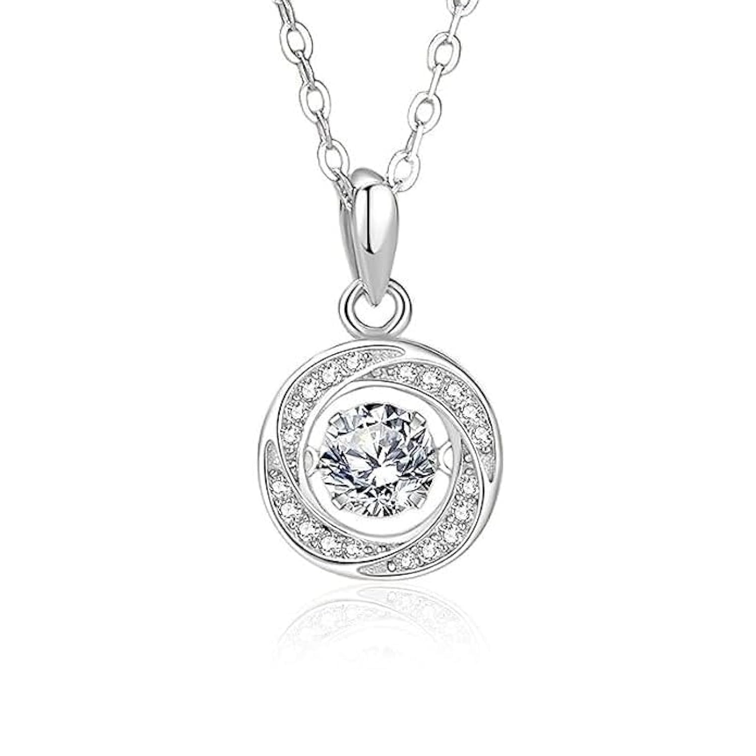 Fashion Crystal Geometric circle 925 Sterling Silver Pendant Necklace for Women Gift Packing J.Rosée Fashion Jewelry JR-1049