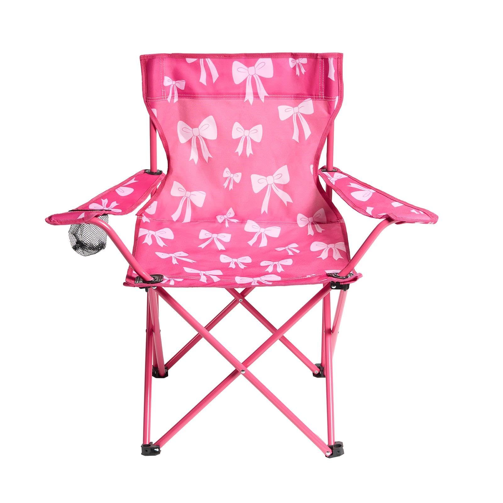 OHS Bow Print Camping Chair, Folding Chairs Outdoor Lightweight Comfy Steel Frame Picnic Festival Garden Camping Chairs for Adults with Cup Holder for Outdoor Activities, Hot Pink โ image 1