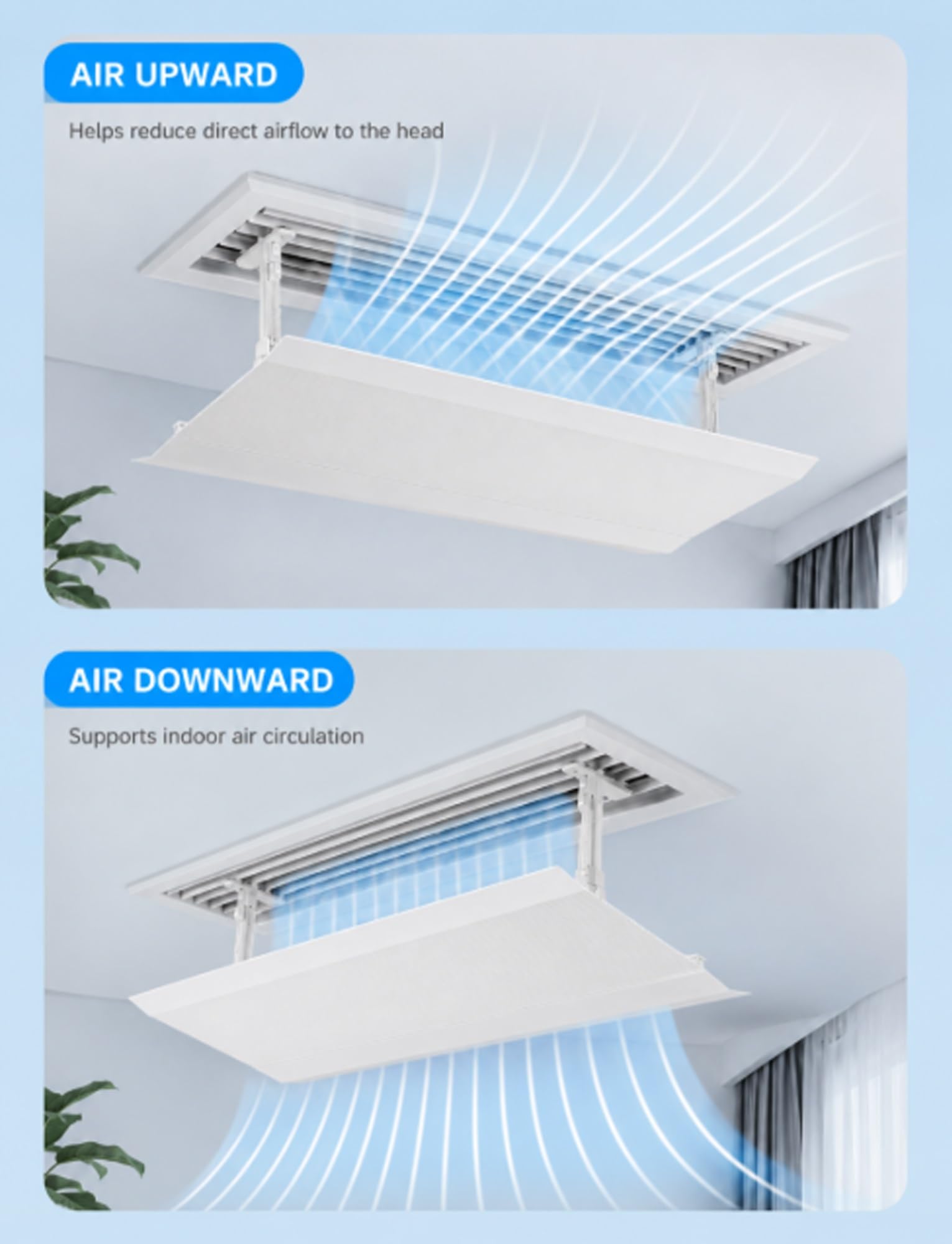 Deflettore per climatizzatore, Gancio for deflettore AC for cassetta da soffitto 40-150x20 cm | 140X20cm