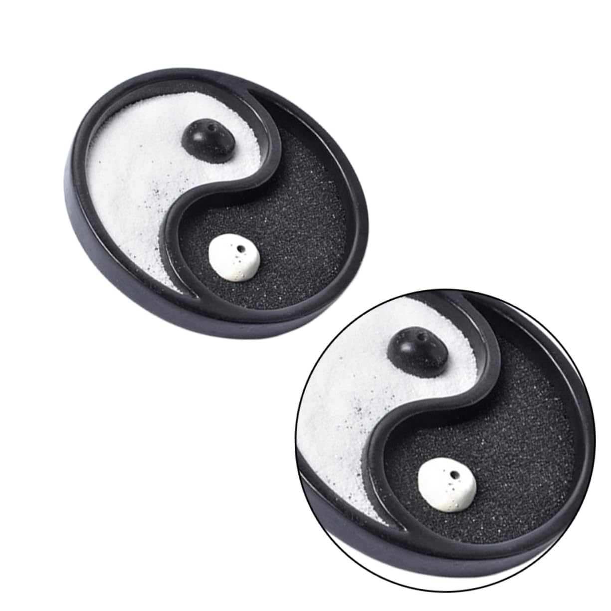 BIUDECO Trigram Table Resin Crafts Black Sand Home Ornament Zen Decor for Household Decorations