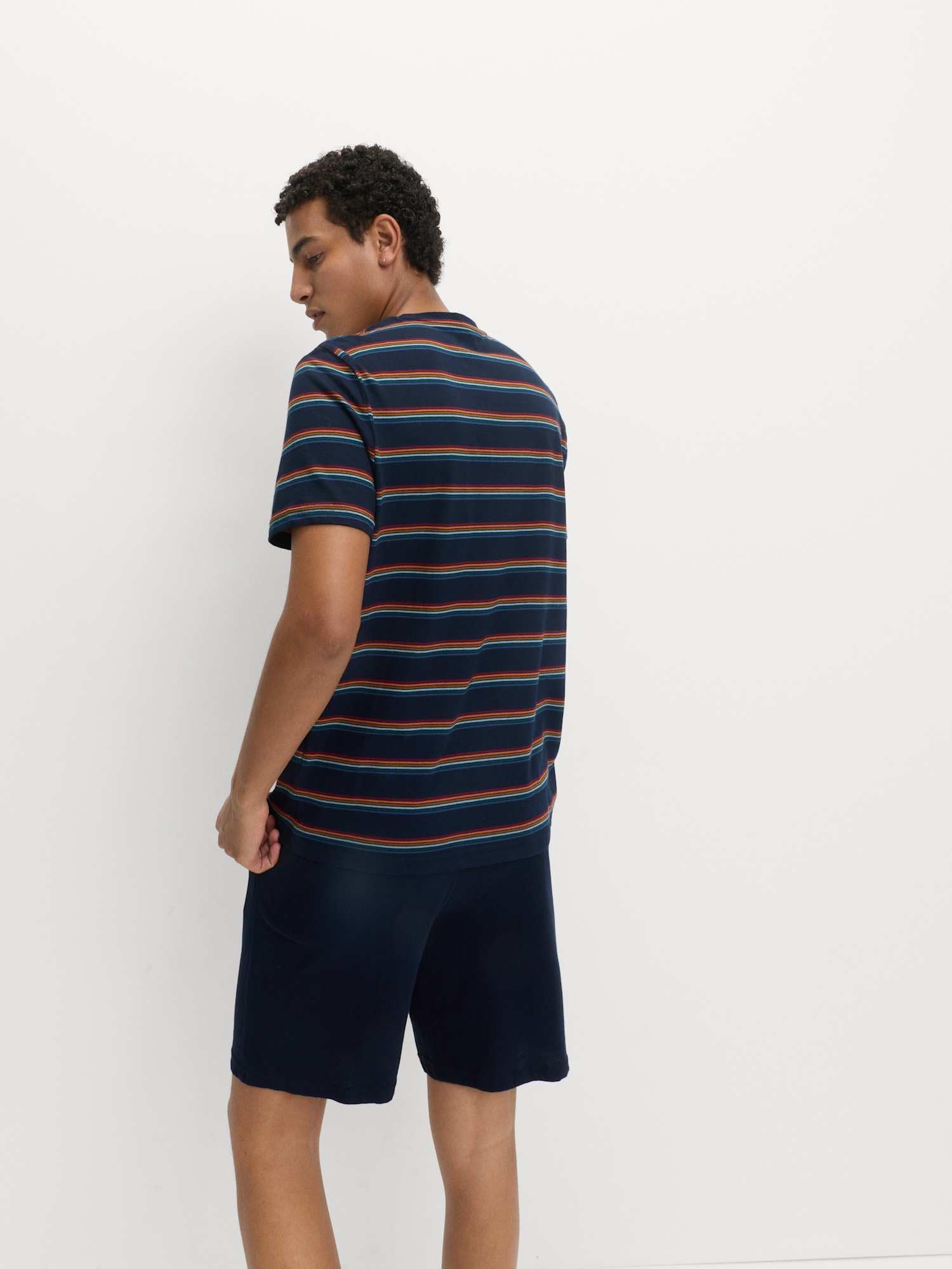 Marks & Spencer Conjunto de Pijama de Rayas Arcoíris de Algodón Puro para Hombre, Ajuste Normal, Cintura con Cordón, con Bolsillos