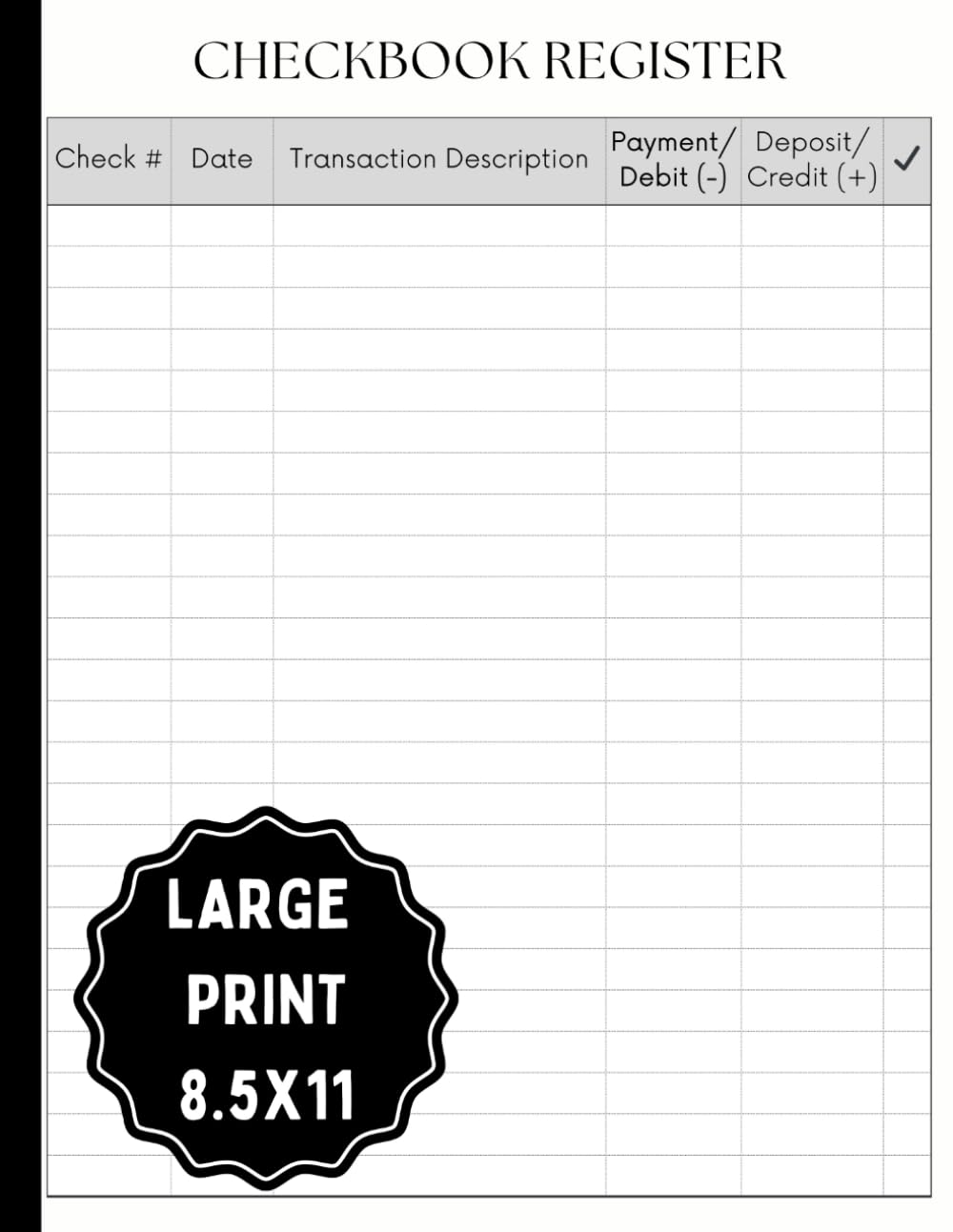 Amazon.com: Large Print Checkbook Register Book 8.5"x11" – Easy-to-Read ...