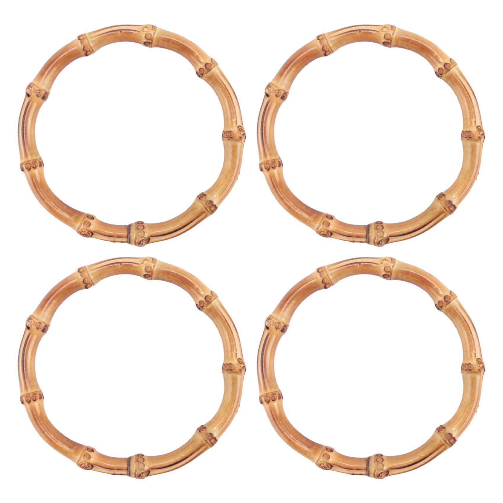 qimoi 4Pcs Wooden Round Bamboo Bag Handle Replacements Handmade Bag Purse Making Handles for Handbag Crafting