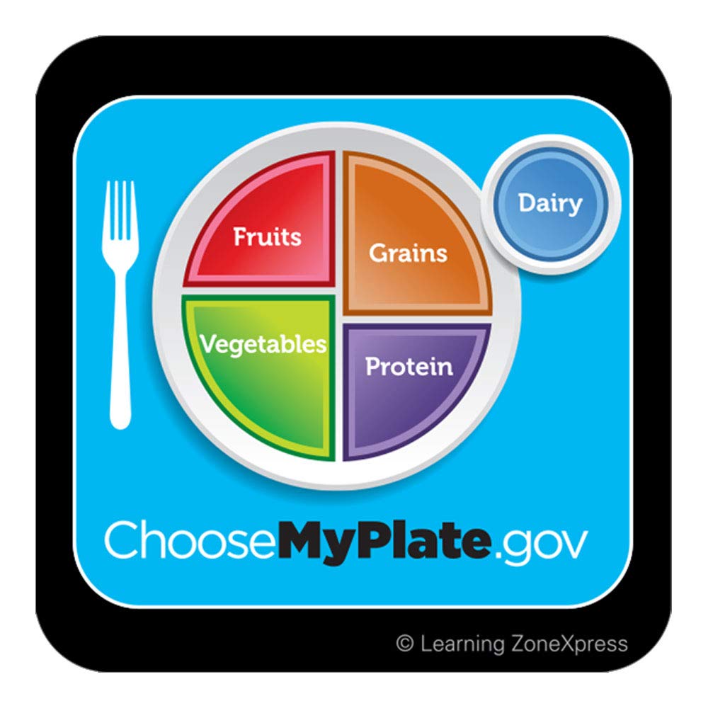 Learning ZoneXpress 200 Multicolor MyPlate Square Stickers, 2" x 2", 4 Designs, Single Use, Indoor, Minimalist Style, USDA MyPlate Educational Incentives - Image 3