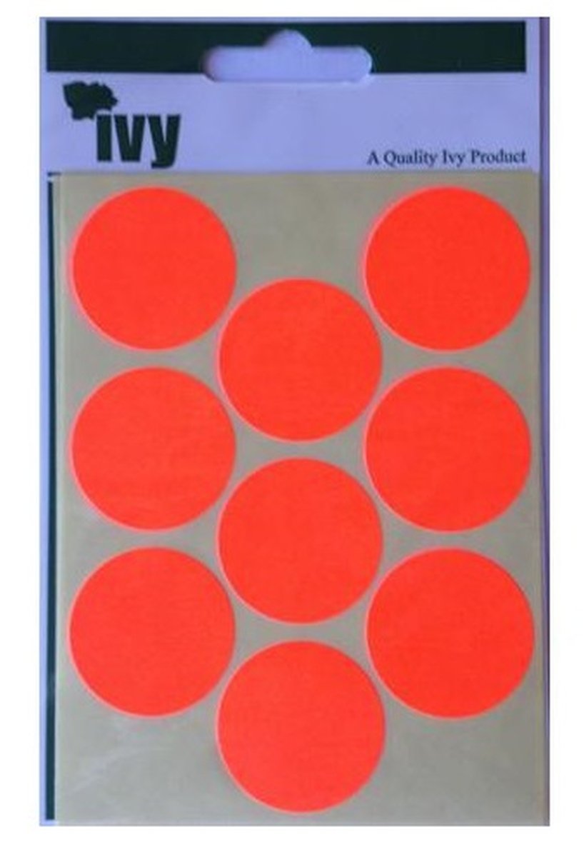 Ivy Red 29Mm Fluorescent Self Adhesive Round Dot Spot Sticky Labels Circle Stickers (36 Stickers)