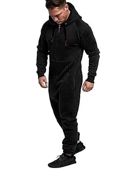 COOFANDY Mens Hooded Jumpsuits Full zip One Piece