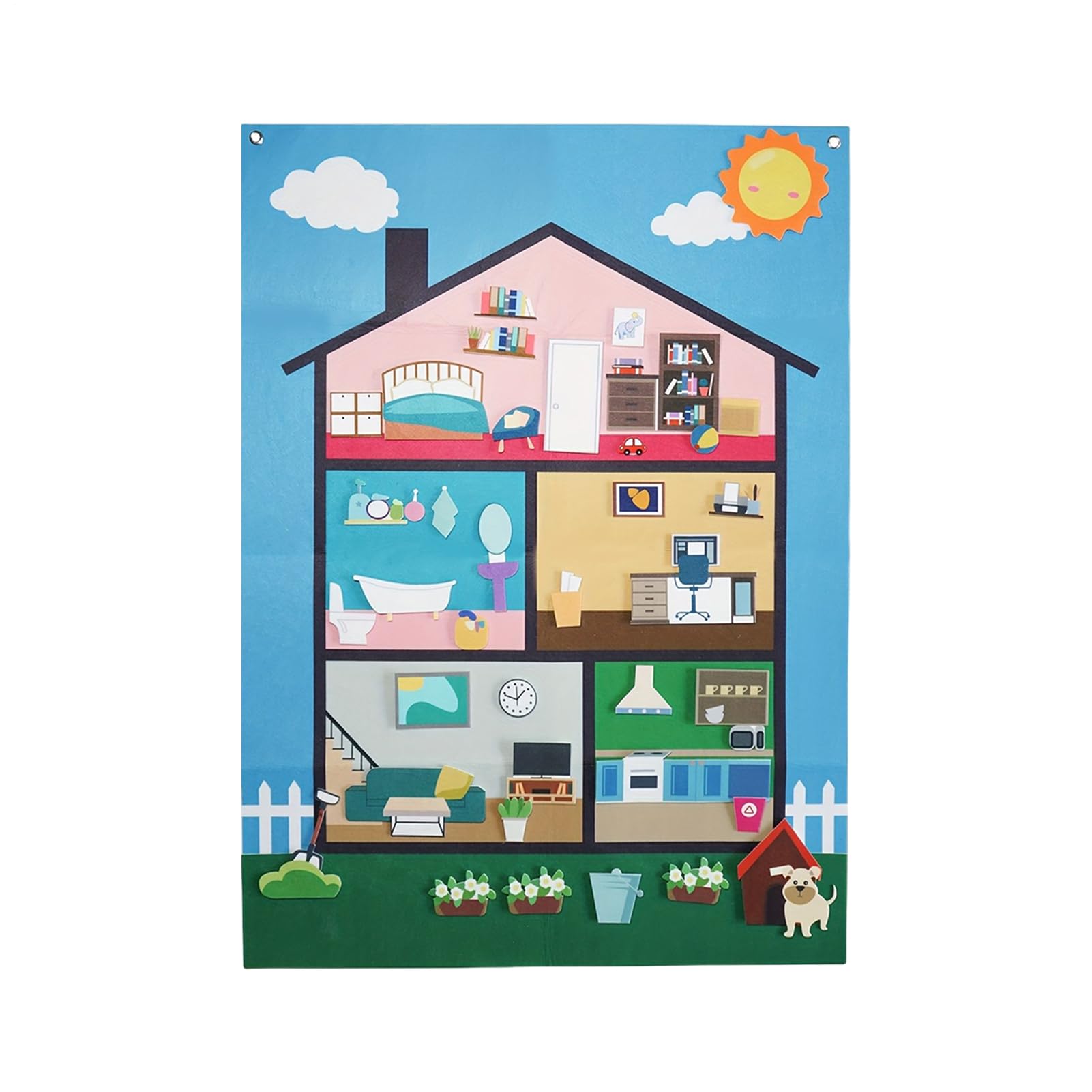 Genérico Panel Fieltro Infantil 36 Piezas Adhesivas Reutilizables Juego Sensorial Educativo Decoración Habitación Aula Preescolar Guardería Niños 3 Años 104x75cm