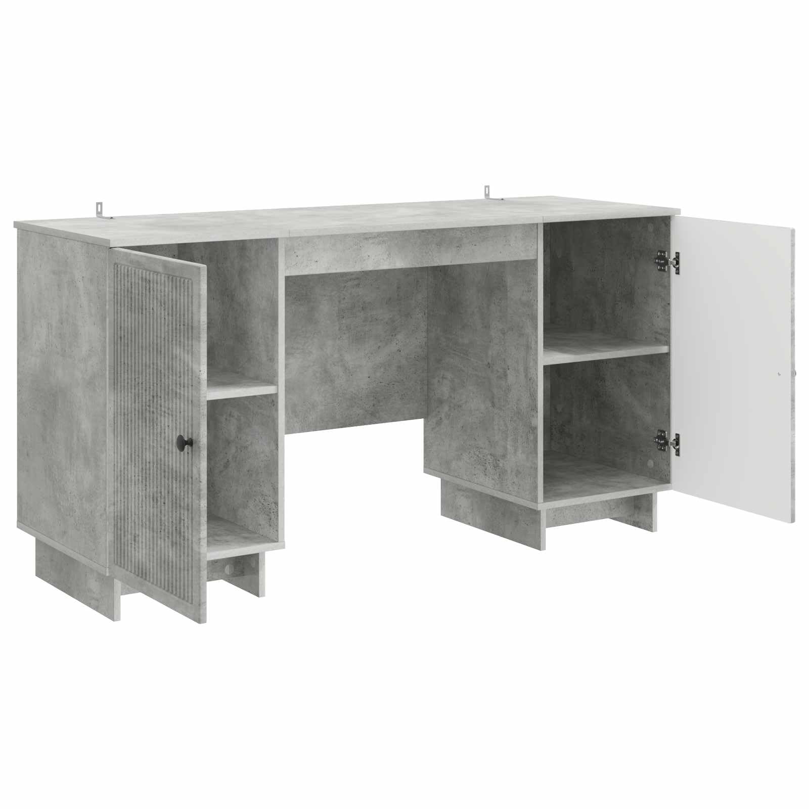 Biurko betonowo-szare drewno 142,5 x 50 x 75 cm z miejscem do przechowywania, zarządzaniem kablami i półką do domowego biura, gabinetu, pokoju młodzieżowego, salonu, gier, nauki
