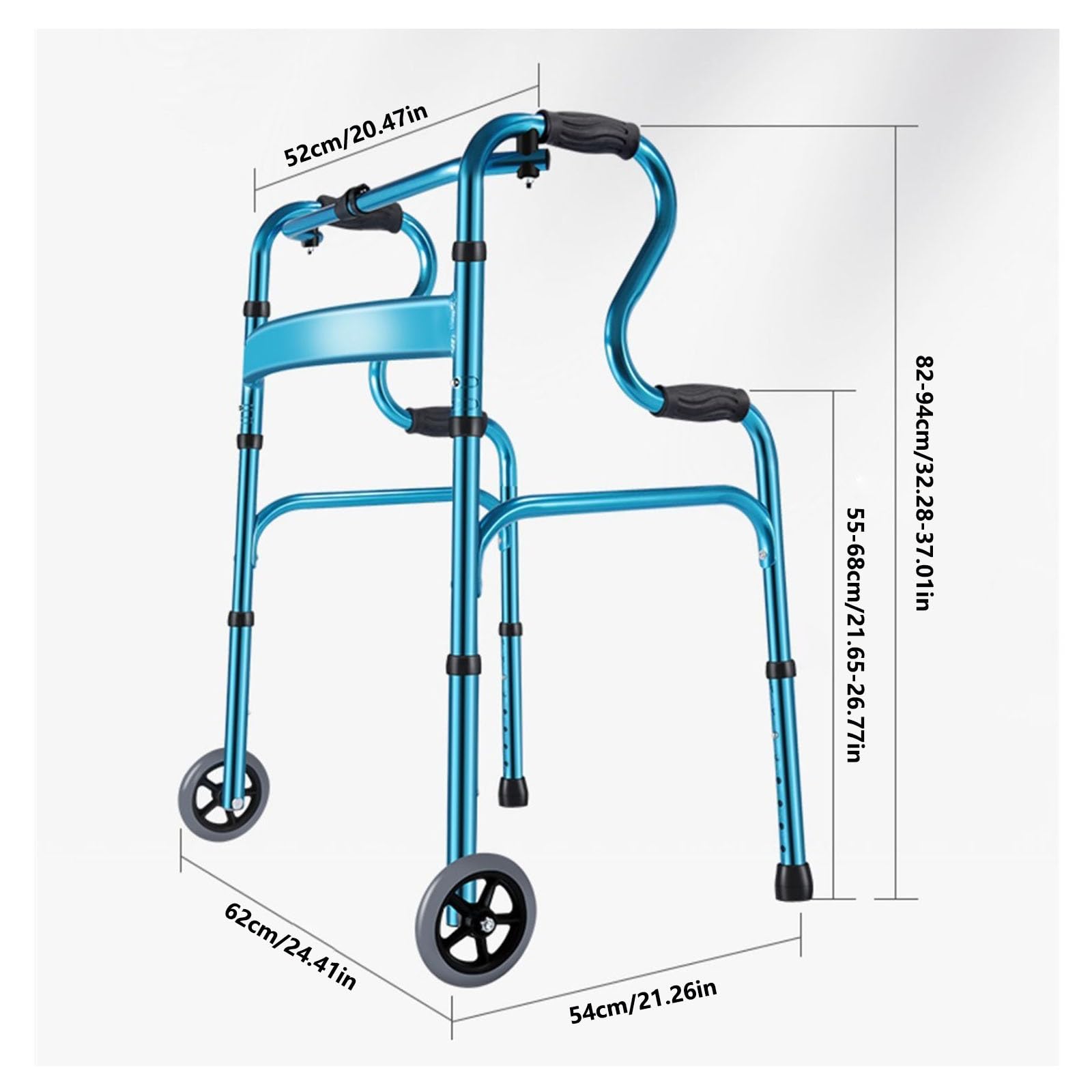 scooters de movilidad Andador plegable con asistencia de pie ruedas, andador auxiliar rehabilitación aleación aluminio, ayuda movilidad for caminar altura ajustable for personas mayores(Blanco)
