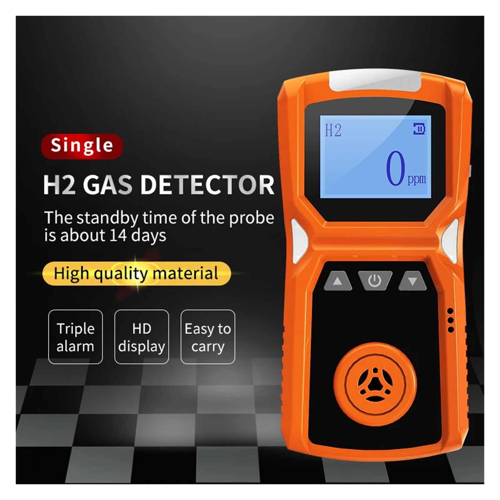 Detector de gas de hidrógeno portátil H2 de grado industrial, detector de fugas dedicado, alarma de hidrógeno, resolución de 0 a 1000 ppm, 1 ppm (detector de hidrógeno)