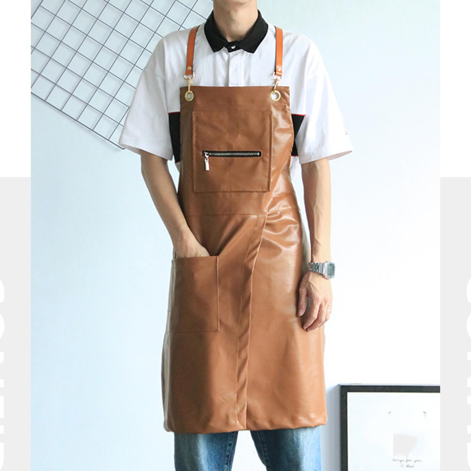 Grembiuli, Grembiule da cuoco impermeabile for uomo e donna, grembiule cucina con tasche for cucinare, parrucchiere lavoro