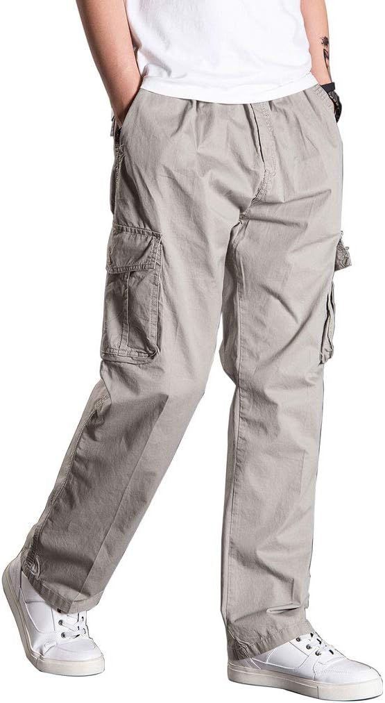 Banana Bucket Men's Full Elastic Waist Loose Fit Lightweight Workwear Pull On Cargo Pants