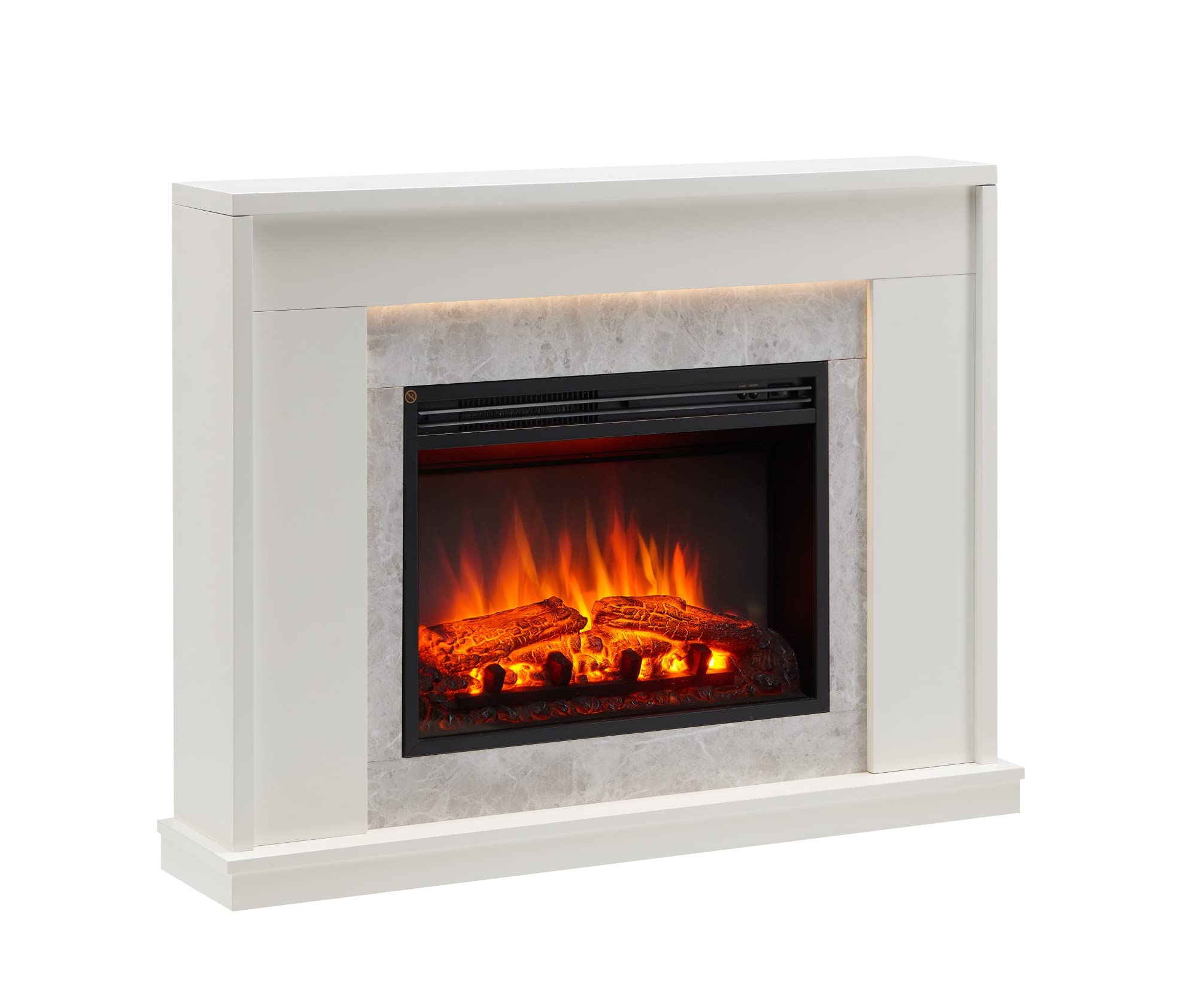 FLAMME Ecula Fireplace with 43'' surround with 2kW Fireplace Heater White