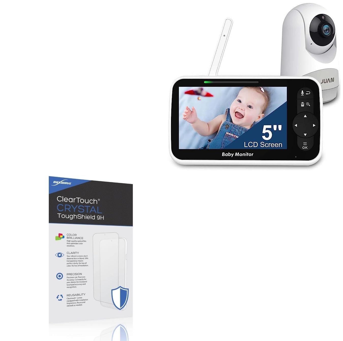 BoxWave Screen Protector Compatible with Juan JA2216 Baby Monitor (5 in) - ClearTouch Crystal ToughShield 9H (2-Pack), Clear 9H Tough Flexible Film Screen Protector