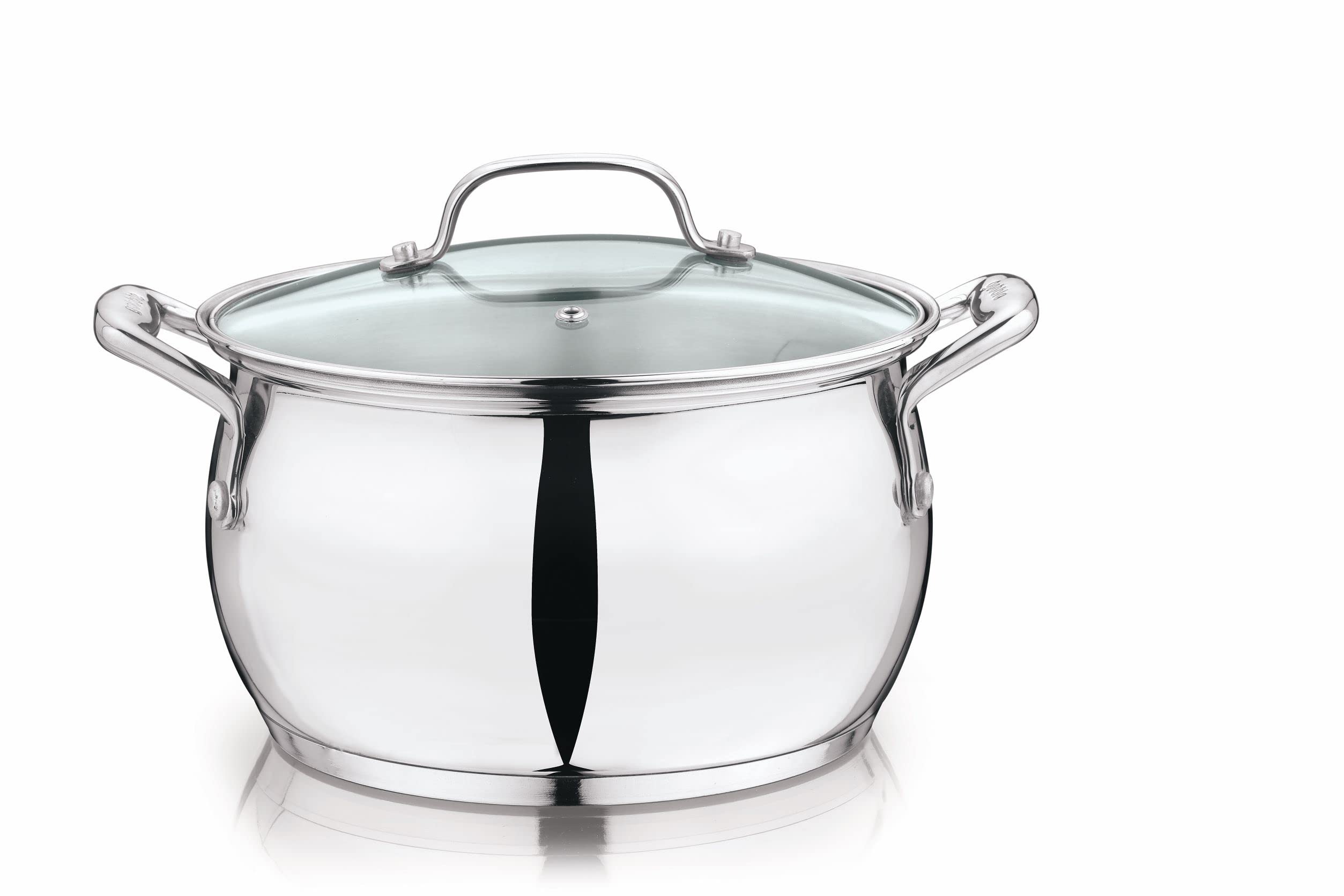 Gobble 4 liters Impact Bonded Stainless Steel Belly Casserole with Glass Lid