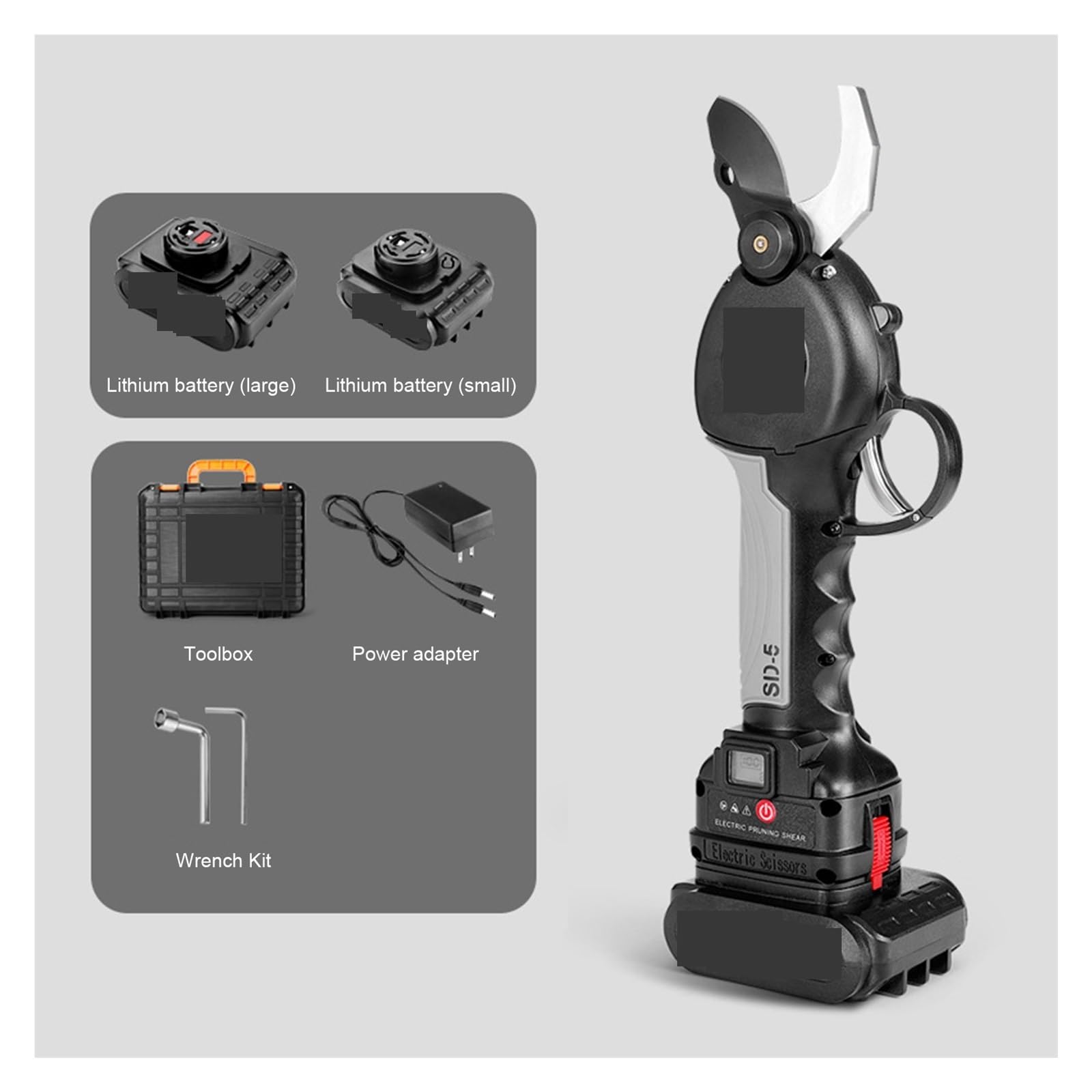 Tijeras de podar eléctricas sin escobillas, 32MM21V, con 2 baterías, recargables, inalámbricas, for bonsái y árboles frutales,Serie profesional