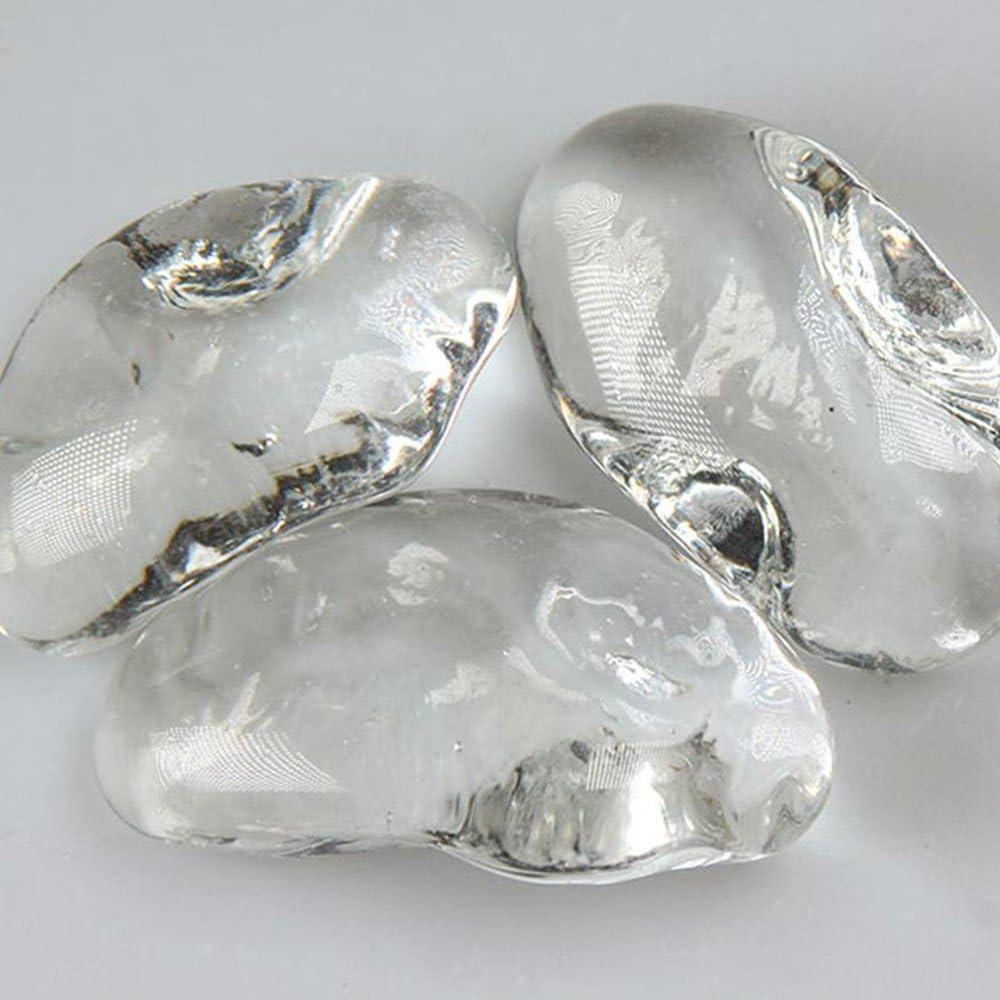 22 Pound Pebble Fireplace Glass - 1 Inch Size Medium, Glacier Ice Colored