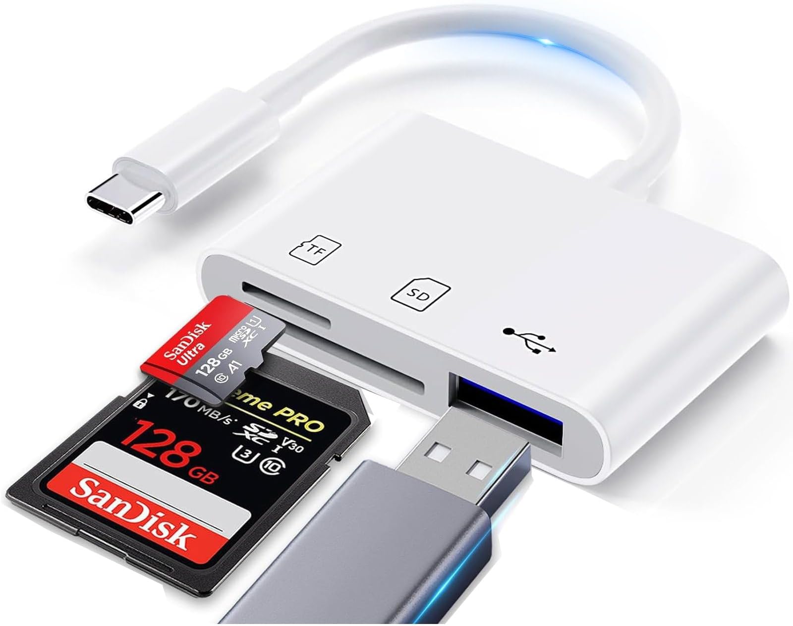 Amazon.co.jp: 【2024新安定版】 SDカードリーダー type-c メモリカードリーダー 3in1 USB/SD/TF変換 ...