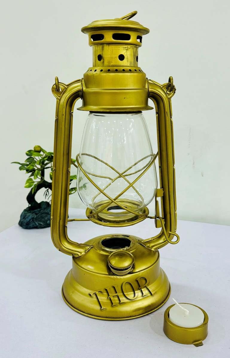 Gold Lantern Candle Farmhouse Decor Rustic Outdoor Metal Tabletop Lantern, Vintage Hanging Candle Holders for Home Indoor Outdoor Front Porch Patio Wedding Party Centerpiece Decor