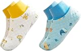 CutiePlusU Short Cuddle Socks with Cute Pattern - 2 Pairs Breathable Lightweight & Warm Socks for Home, Blue & White, M - 1