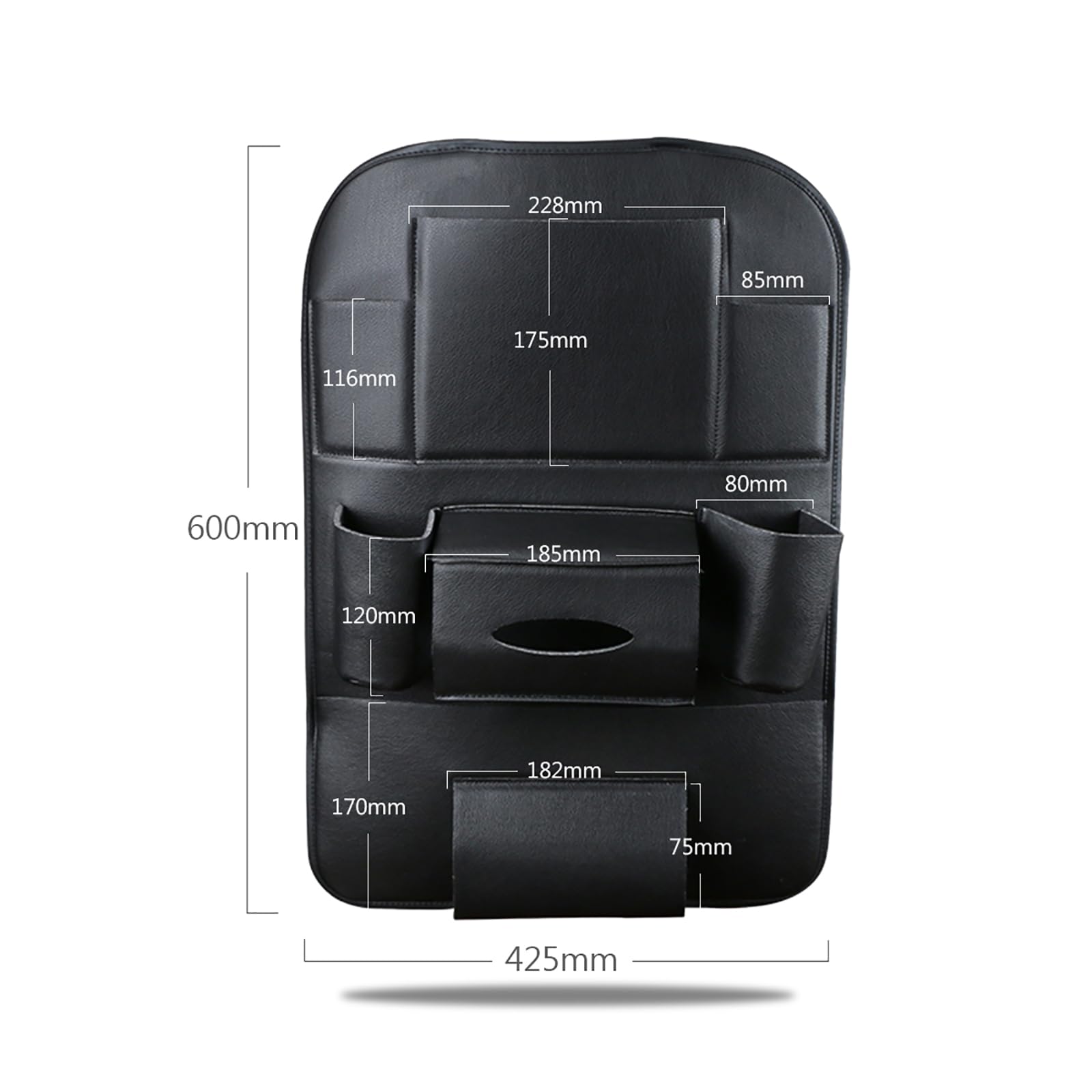 Ergocar 2 Paquetes de Pu Organizadores de Coches de Cuero, Cubierta Protectora para el Asiento Trasero, Estera de Protección para el Auto Asiento Trasero para el Automóvil - Negro