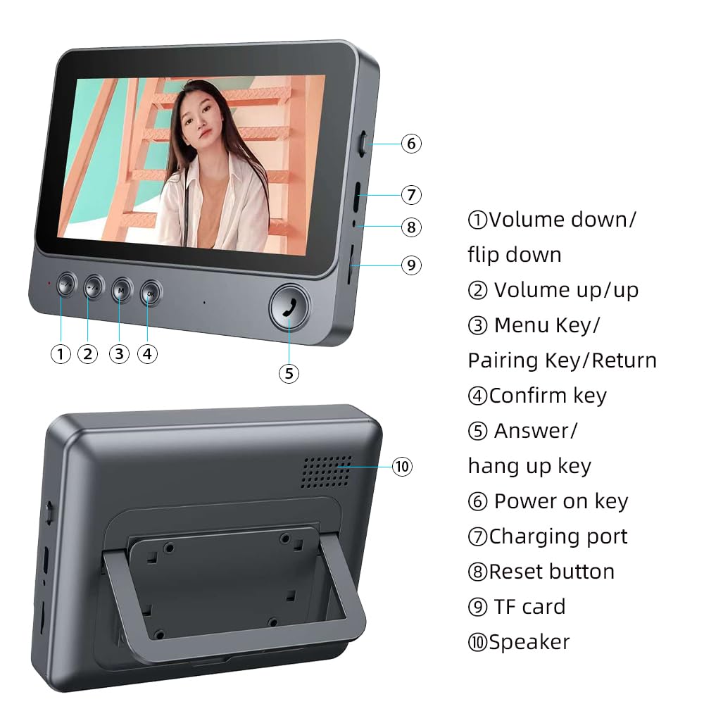 BEEBIRD Wireless 720p Video Doorbell with 4.3" LCD Display Screen | 70° Wide Angle | 2 Way Audio | Night Vision Smart Digital Doorbell Intercom System — Amazon image 9