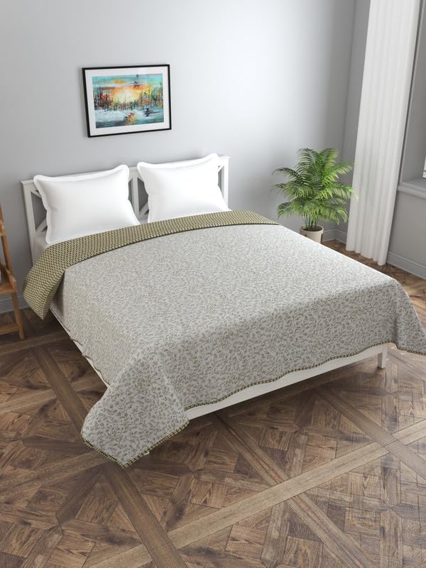Image of Florida Diva Cotton Reversible Dohar Topsheet for Double Bed Made for All Season Blanket Throws with Floral Print