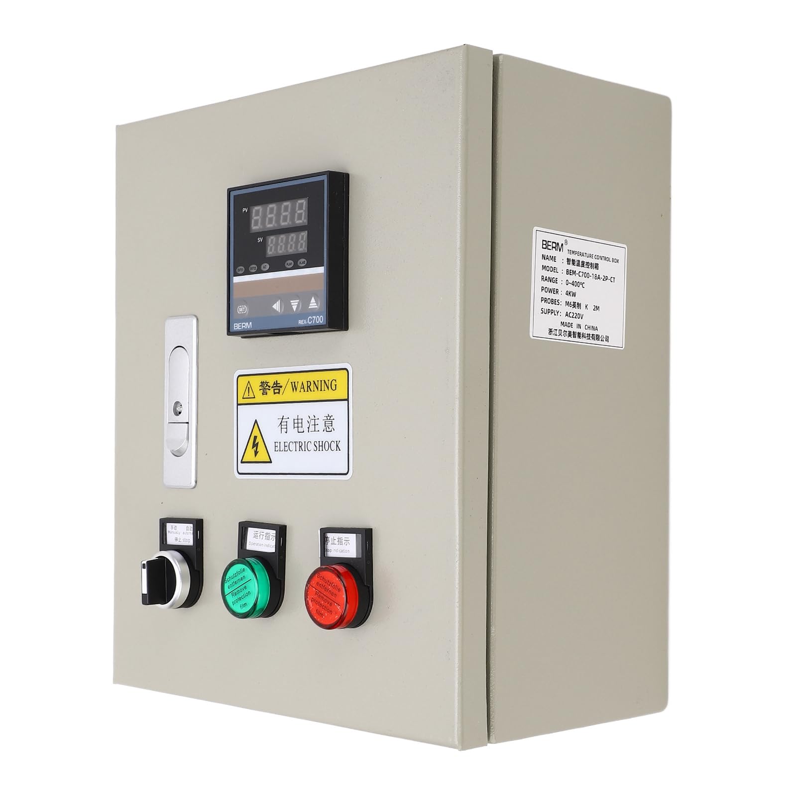 Temperaturrelais für BBQ Warmwasserbereiter Pulverschichtofen intelligenter Temperaturregler mit 1 Thermoelement 220 VAC 18 A inkl 2 Anleitungen präziser Raucher und Wa