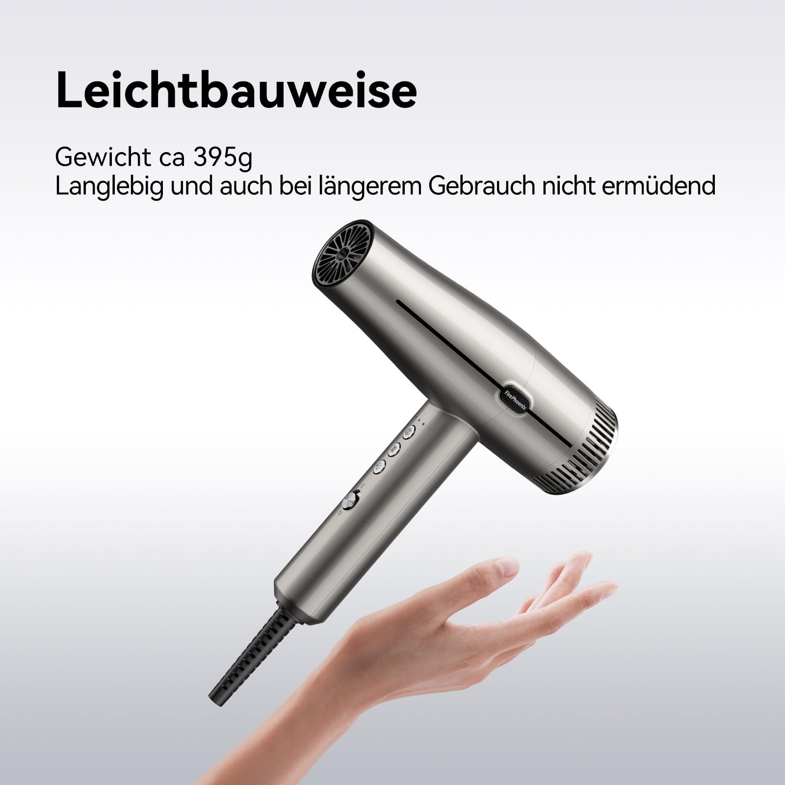 FirePhoenix M3 Professioneller Ionen-Haartrockner, 2300 W, leise | Motor 2300 W, 90.000 U/min, 22 m/s Luftstrom. 8-fache Geräuschreduzierung. Hochkonzentrierte Ionen. 3 Stufen. Salonqualität.