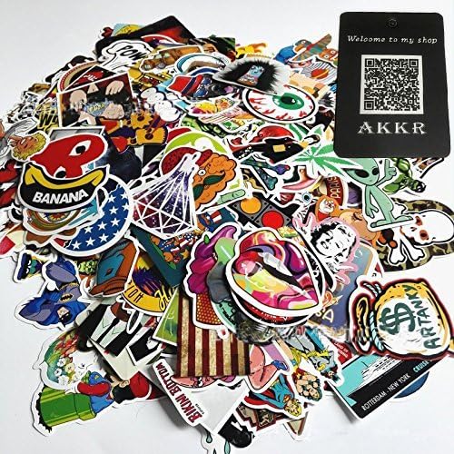 AKKR Pack of 200 Car Random Styles Vinyl Stickers Decals for Skateboard Guitar Travel Case Bike Travel Suitcase Phone