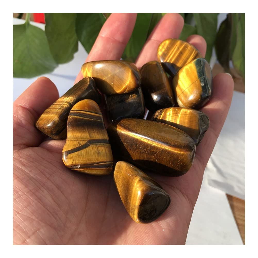 Lleno de Textura Regalo Piedra de Ojo de Tigre Amarillo Natural Grava Piedra de Cristal Grava Acuario jardín Piedra decoración para (Size : 500g)
