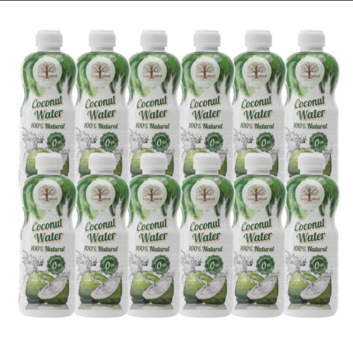 Tesoro Natural Agua de Coco 100% Pura Pack 12 x 1L, Bebida Hidratante Sin Azúcar