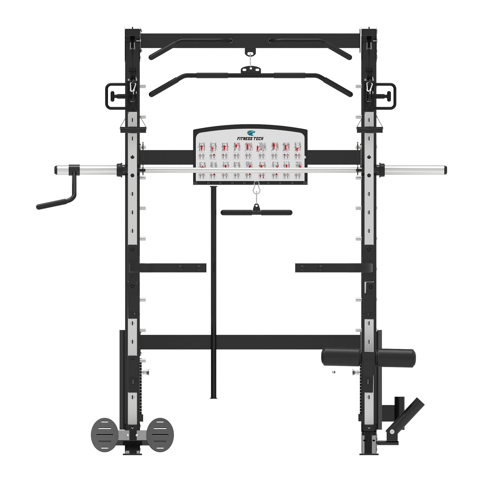 Multistazione Palestra Compatta F12 Smith Machine Home Gym 120 kg | Macchina Palestra Multifunzione con Multipower, Pulegge 2:1, Lat Machine e Barra Olimpica