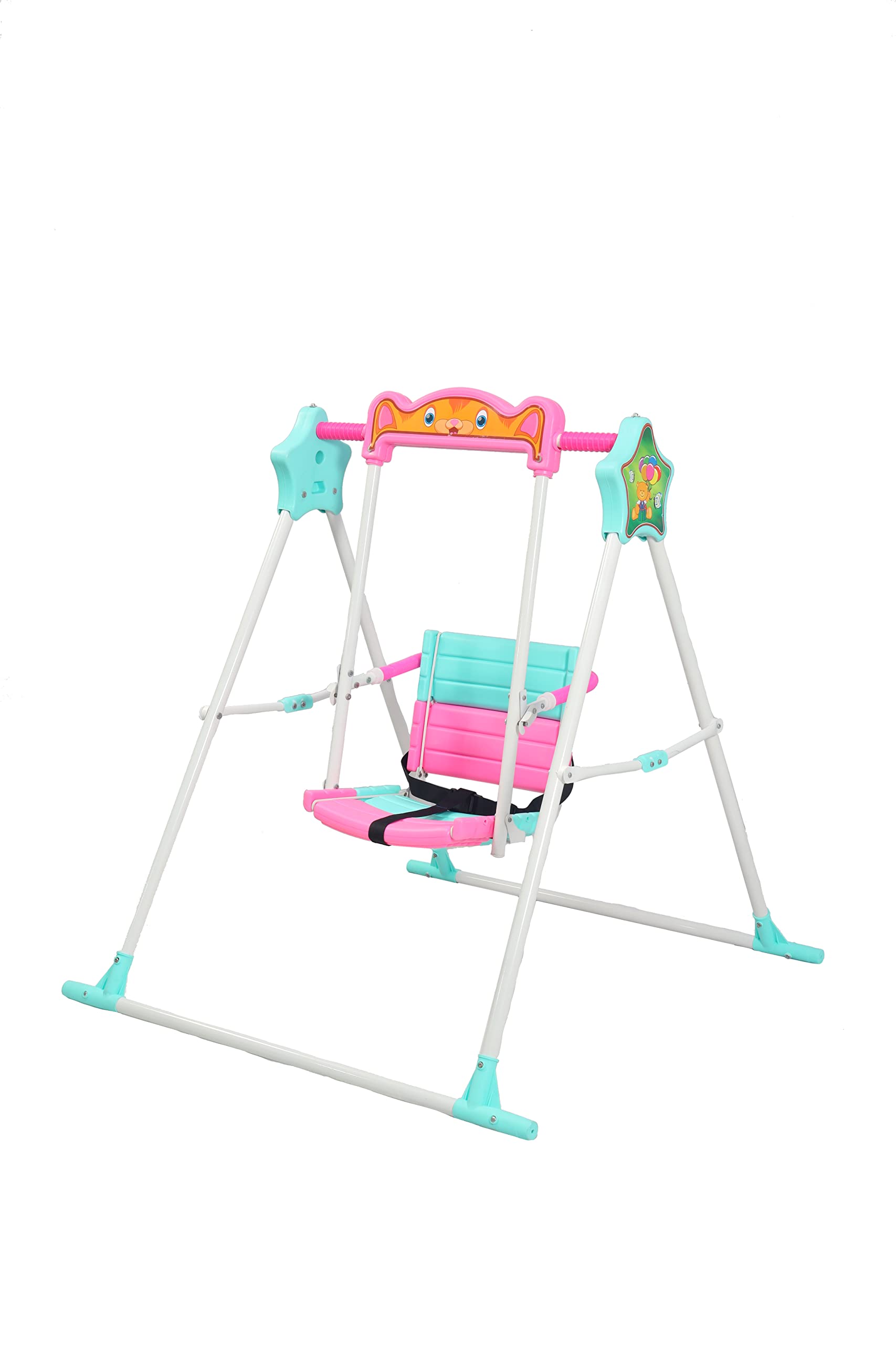 BABYBLESSING Garden Swing | Single Seater | Swing for School,Terrace, Garden | with Safety Locks | Durable | Alloy Steel | (Pink) - Image 3 thumbnail