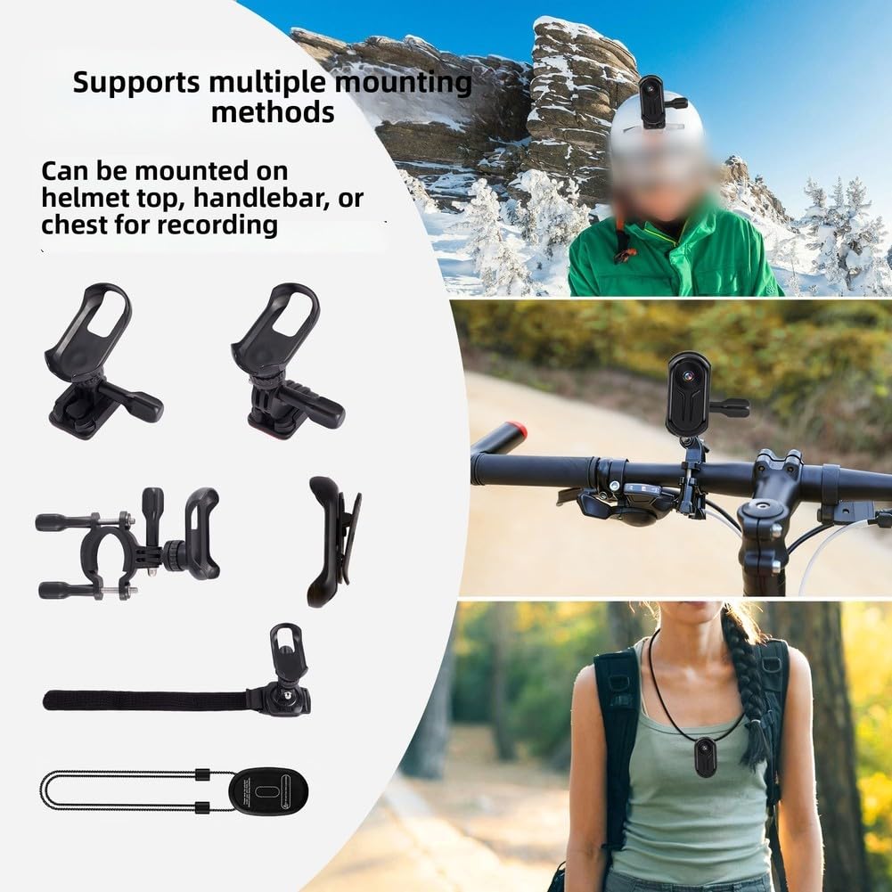 Action Camera, videocamera tascabile HD per animali domestici, digitale, portatile, dispositivo di registrazione per mini indossabile per sport d'avventura (bianco)