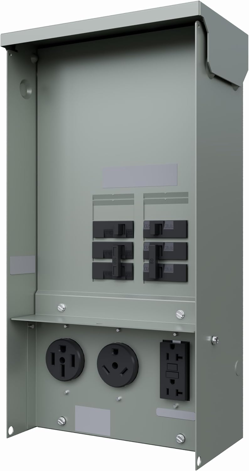 Siemens TD137US Talon Temporary Power Outlet Panel with one 20 (5-20R2GFI Rated) and one 30 (TT30R Rated) Amp Receptacle Installed, 100 Amp Main Breaker, Unmetered