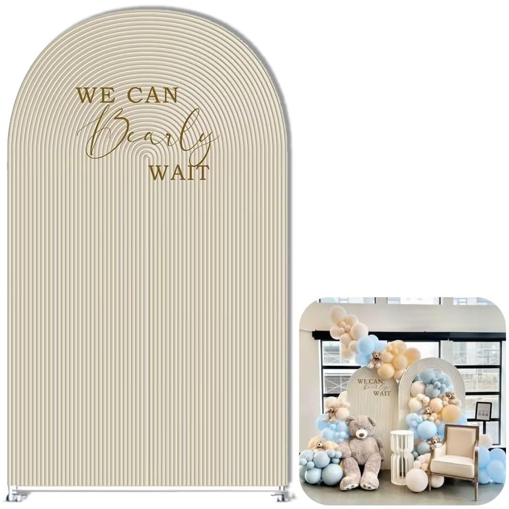 AOSTO We Can Bearly Wait Arch Stand Cover for Baby Shower Birthday Bridal Shower Wedding Party Decoration,Elastic Spandex Fabric (2.6x6ft (78x180cm),