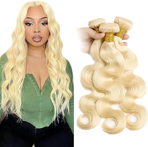 AuokMar Blonde Bundles 613 Body Wave Human Hair Bundles 24 26 28 inch Double Wef