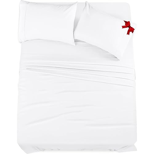 Utopia Bedding Queen Sheet Set 4 Piece Bed Sheets for Queen Size Bed, Hotel Luxury, Extra Soft, Cooling Bed Sheets - Wrinkle, and Fade Resistant (White)