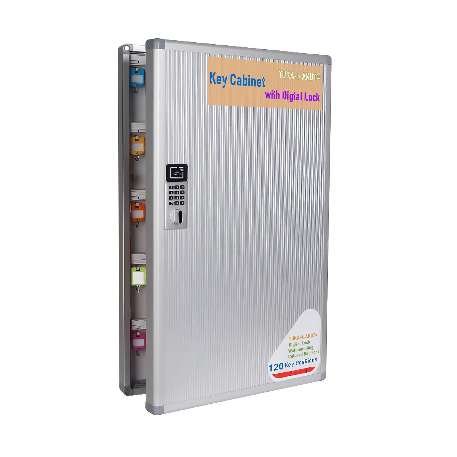TUKA-i-AKUT Armoires à 120 Clés avec Serrure Électronique, Métal Placards à Clés pour Montage Mural, avec Porte-Clés + Kit de Montage, Boîte à Clés de Alliage d'Aluminium Armoires à Clés TKD8651-120