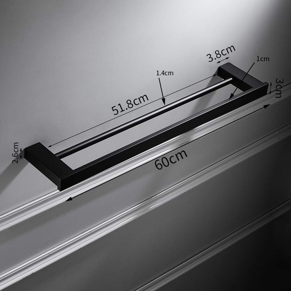 Genérico Toallero Estante de baño Toallero Toallero con Dos Barras Acero Inoxidable Negro Toallero Montado en la Pared Inoxidable Estantes de baño Baño extendido Toallero de Doble Barra B