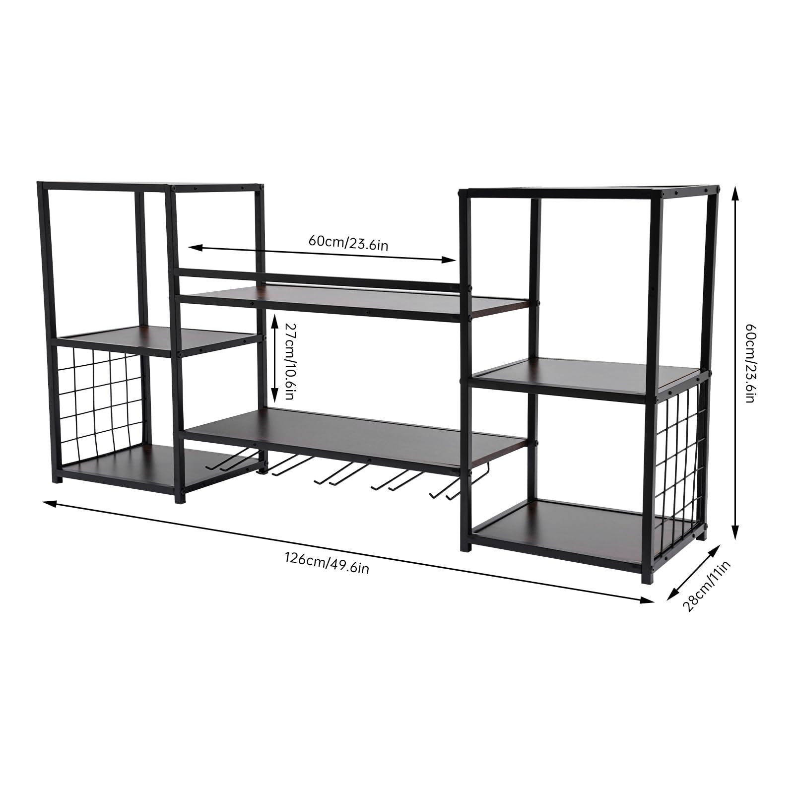Surneis Wine Rack Wall Mounted, Wine Holder with 5 Shelves Wine Bottle Holder with Iron Mesh on Both Sides 17.6 Lbs Maximum Load per Shelf for Wine Cellar, Bar or Pantry, Business Occasions