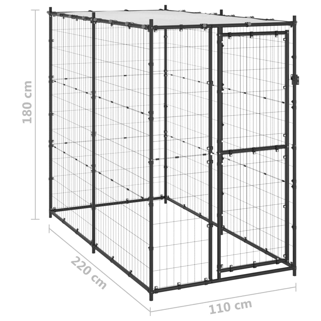 Homgoday Cuccia per cani da esterno in acciaio con tetto 110 x 220 x 180 cm, cuccia per cani, cuccioli, recinto da giardino, recinto per cani, cuccioli, conigli e gatti