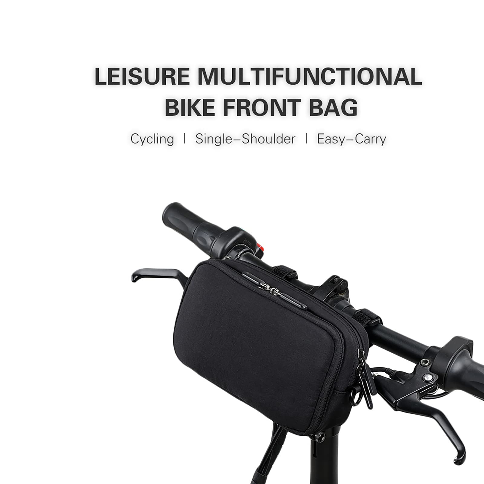 Bolsa de Manillar de Bicicleta Bolsa de Bicicleta de Poliéster Impermeable Multifuncional Bolsa de Almacenamiento de Bolsa de Tubo Superior con Correa de Hombro Extraíble