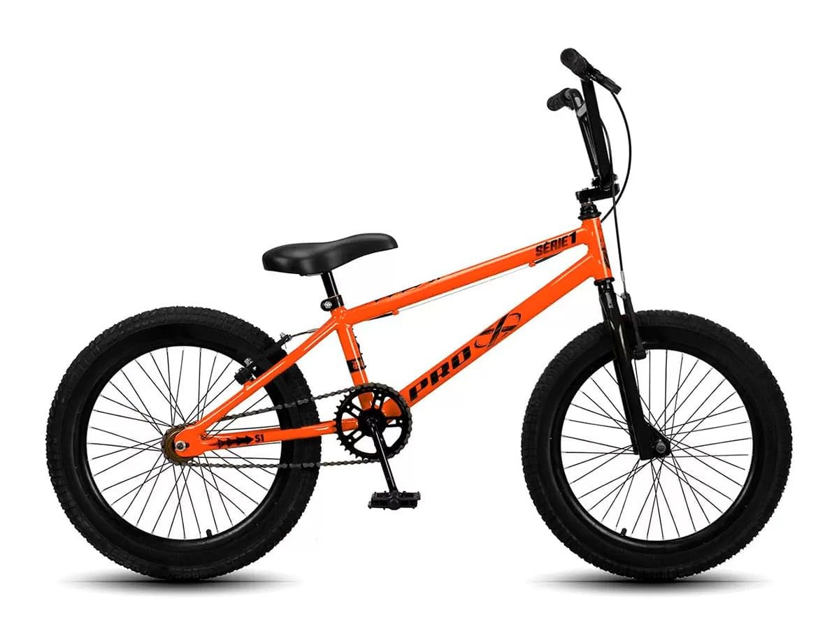 Bike Aro 20 BMX Infantil PRO X FreeStyle V-Brake,Laranja Preto