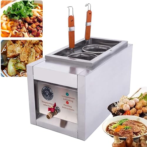 Miniatura 4 de LYNICESHOP Olla de pasta, máquina de cocción de fideos comercial, 2000 W, cocina eléctrica de pasta con cestas, cocina eléctrica para pasta, horno